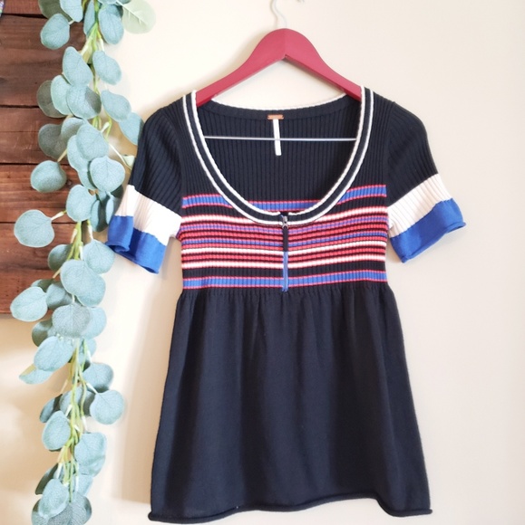 Free People Tops - Free People Vintage Zip Sweater Tee | EUC | Small